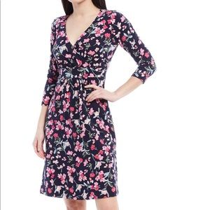 Joules Jude print wrap dress with 3/4  length sleeves